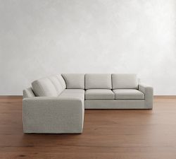 Big Sur Square Arm Slipcovered 3-Piece L-Shaped Sectional (114")