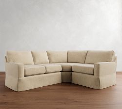 Buchanan Square Arm Slipcovered 3-Piece Curved Wedge Sectional (98")