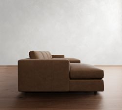 Carmel Wide Arm Leather Double Chaise Sectional (144"&ndash;176")