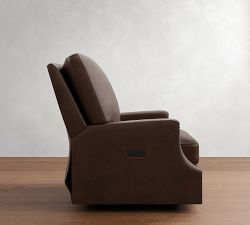 James Square Arm Leather Power Swivel Glider Recliner