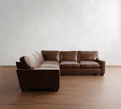 Turner Square Arm Leather 3-Piece L-Shaped Sectional (106"&ndash;111")