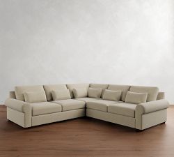 Big Sur Roll Arm Deep Seat 3-Piece L-Shaped Sectional (121")