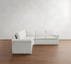 Cameron Roll Arm Slipcovered 3-Piece L-Shaped Wedge Sectional (109")