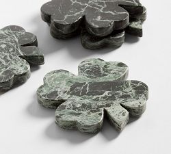 Four Leaf Clover Marble Coasters - Set of 4