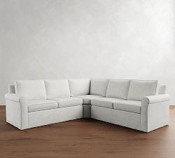 Cameron Roll Arm Slipcovered 3-Piece L-Shaped Wedge Sectional (109")