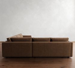 Carmel Slim Arm Leather 3-Piece L-Shaped Wedge Sectional (119")