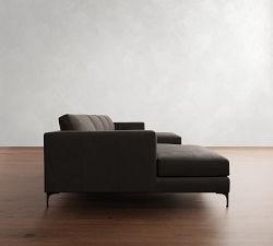 Jake Leather Double Chaise Sectional (145"&ndash;164")