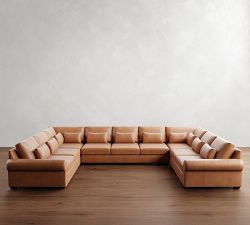 Big Sur Roll Arm Deep Seat Leather U-Shaped Sectional (159"&ndash;191")