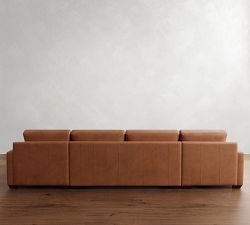 Big Sur Square Arm Leather Double Chaise Sectional (145"&ndash;197)