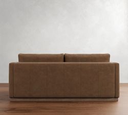 Carmel Slim Arm Leather Wood Base Sleeper Sofa (80")