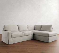PB Comfort Square Arm Slipcovered Return Bumper Sectional (121")