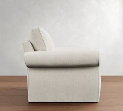 Pearce Roll Arm Slipcovered Swivel Chair