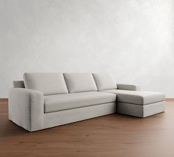 Big Sur Square Arm Slipcovered Chaise Sectional (114"&ndash;156")