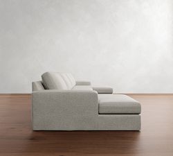 Big Sur Square Arm Slipcovered Double Chaise Sectional (146"&ndash;198")