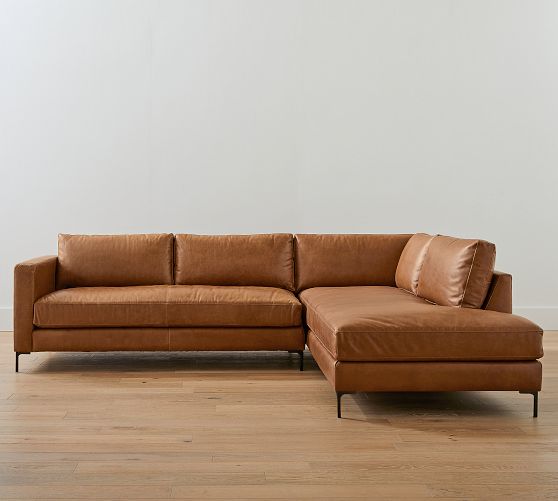 Jake Leather Return Bumper Sectional (108"-111") by Pottery Barn