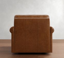 York Roll Arm Leather Swivel Chair