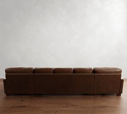 Turner Square Arm Leather Double Chaise Sectional (136"&ndash;169")