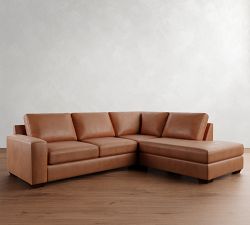 Big Sur Square Arm Leather 3-Piece Bumper Sectional (115")