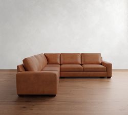 Big Sur Square Arm Leather 3-Piece L-Shaped Sectional (115")