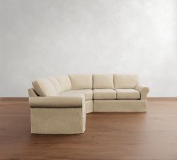 Buchanan Roll Arm Slipcovered 3-Piece L-Shaped Curved Wedge Sectional (100")