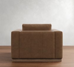 Carmel Wide Arm Leather Wood Base Chair