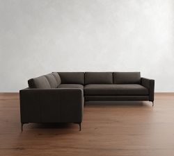 Jake Leather 3-Piece L-Shaped Sectional (108"&ndash;111")