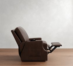 James Square Arm Leather Power Lift Recliner