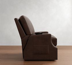 James Square Arm Leather Power Lift Recliner