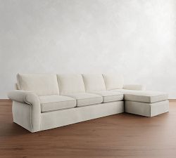 Pearce Roll Arm Slipcovered Chaise Sectional (110"&ndash;150")