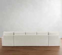 Pearce Square Arm Slipcovered Double Chaise Sectional (124"&ndash;175")