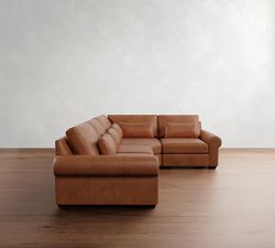 Big Sur Roll Arm Deep Seat Leather 3-Piece Wedge Sectional (130")
