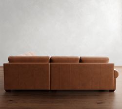 Big Sur Roll Arm Leather 3-Piece L-Shaped Wedge Sectional (123")