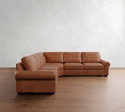 Big Sur Roll Arm Leather 3-Piece L-Shaped Wedge Sectional (123")