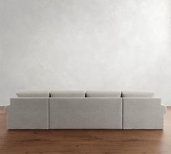 Big Sur Roll Arm Slipcovered Double Chaise Sectional (145"&ndash;198")