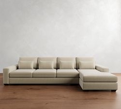 Big Sur Square Arm Deep Seat Chaise Sectional (105"&ndash;147")