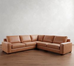 Big Sur Square Arm Leather 3-Piece L-Shaped Sectional (115")