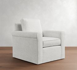 Cameron Roll Arm Slipcovered Swivel Chair