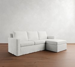 Cameron Square Arm Slipcovered Chaise Sectional (99")