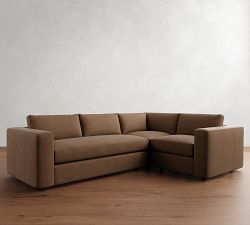 Carmel Wide Arm Leather 3-Piece Sectional (113")