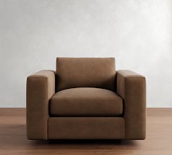 Carmel Wide Arm Leather Swivel Chair