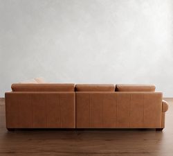 Big Sur Roll Arm Deep Seat Leather 3-Piece Wedge Sectional (130")