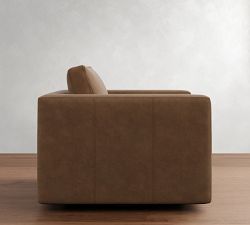 Carmel Slim Arm Leather Swivel Chair