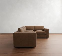 Carmel Wide Arm Leather 3-Piece Sectional (113")