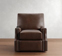 James Square Arm Leather Power Lift Recliner
