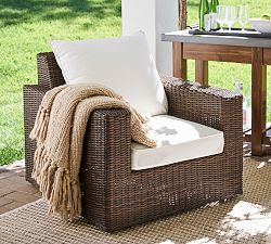 Torrey Wicker Square Arm Swivel Outdoor Lounge Chair
