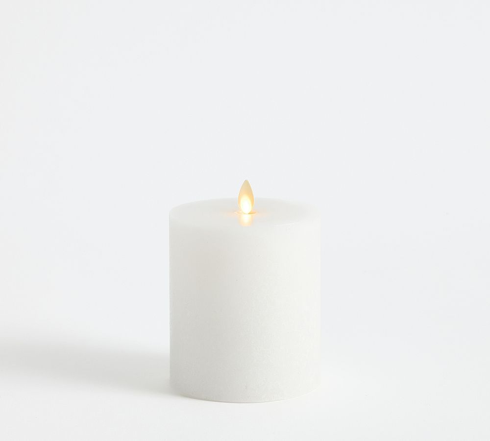 Premium Flickering Flameless Wax Pillar Candle - Salt Washed