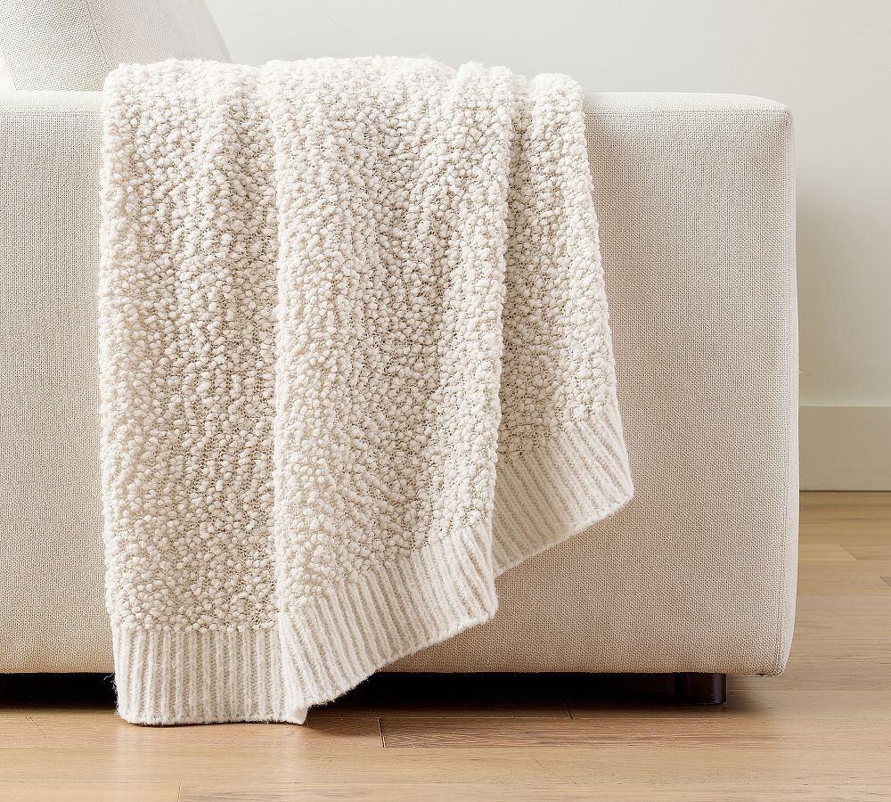 Juniper Bobble Knit Throw - Ivory, 50" x 60"
