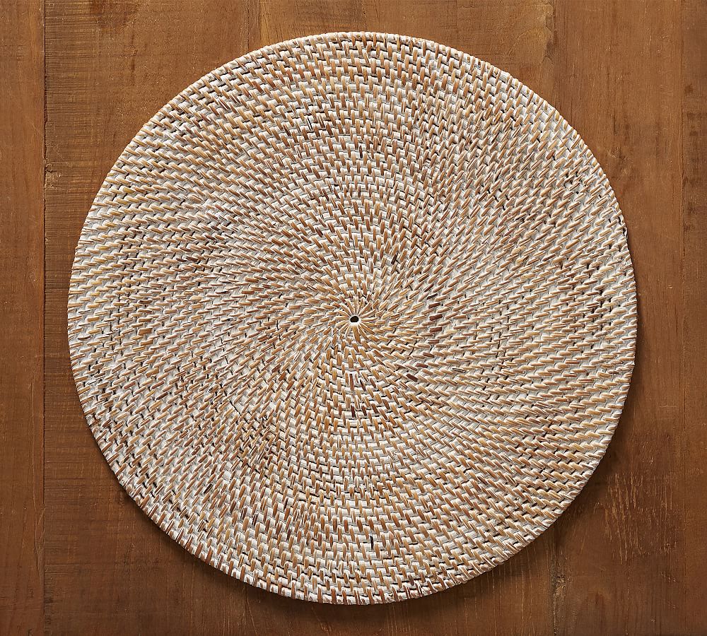 Tava Handwoven Rattan Round Placemats - Set of 4 - Natural