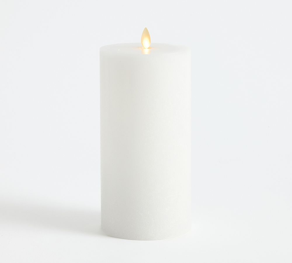 Premium Flickering Flameless Wax Pillar Candle - Salt Washed