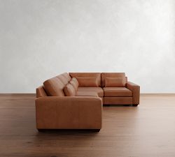 Big Sur Square Arm Deep Seat Leather 3-Piece-Wedge Sectional (129")